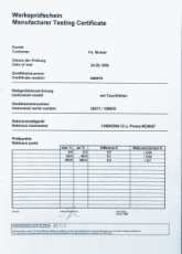 Calibration certificates 