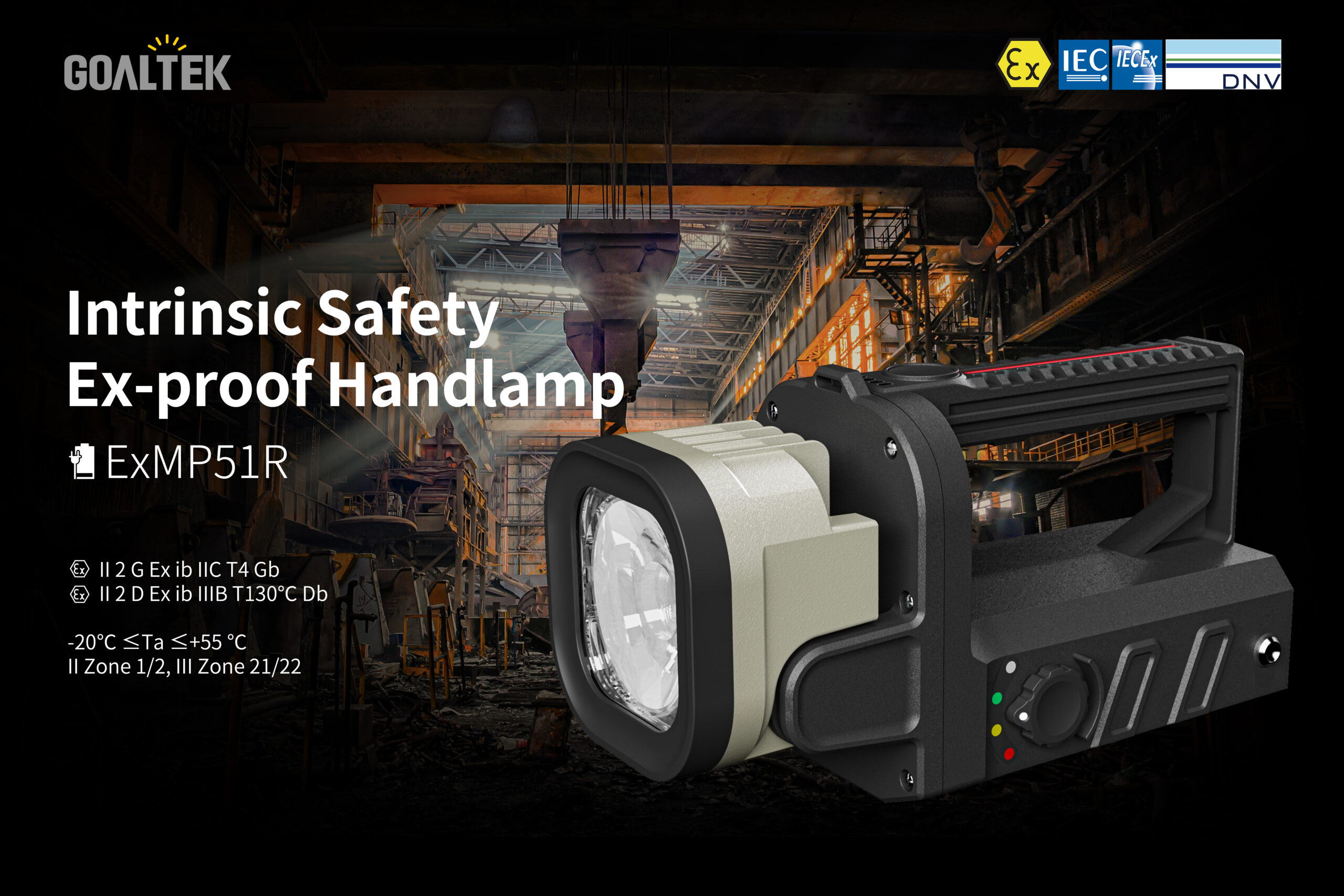 ExMP51R Explosion Proof Rechargeable Handlamp + Charging Base