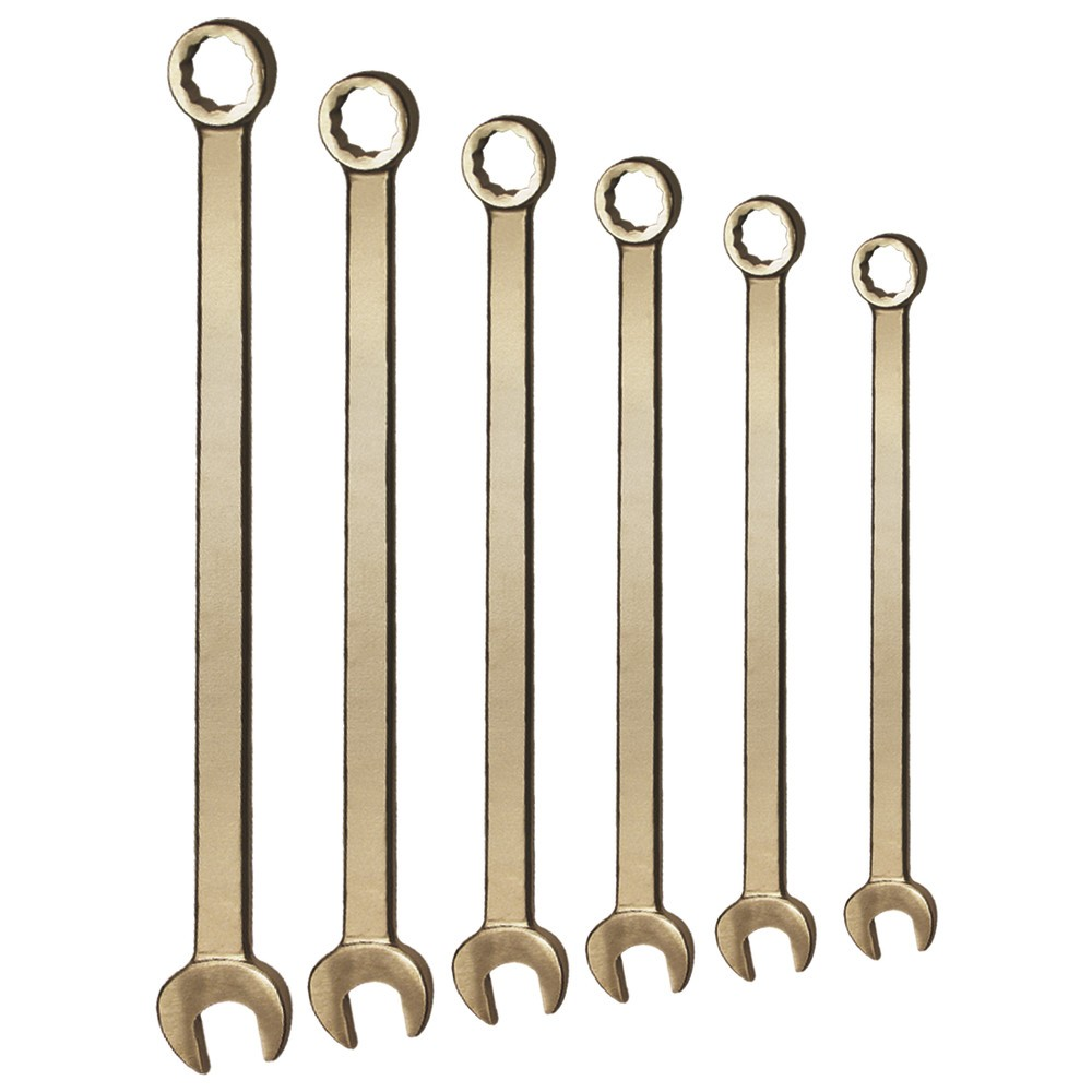 Combination wrench set spark-free, extra long, 10-section, 10 - 32 mm