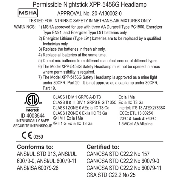 XPP-5456G Eigensichere, zulässige Multifunktions-Dual-Light ™ Kopflampe | 175 Lumen