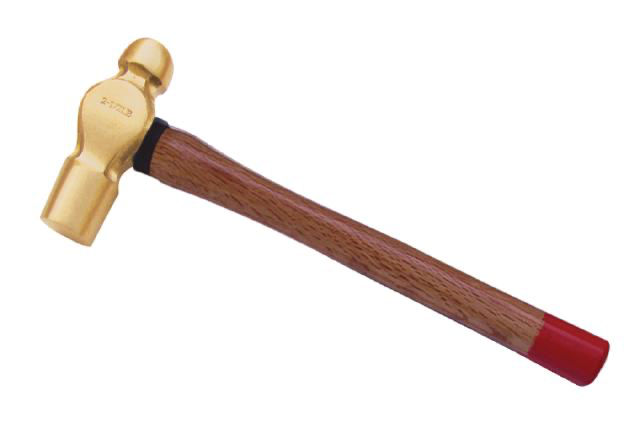 2105B Messinghammer, Kugelkopf, mit Holzgriff