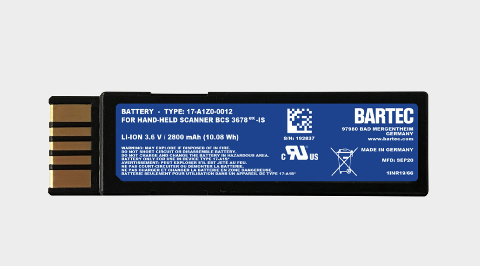 Batterie approuvée en combinaison avec le scanner portatif BCS 3678ex IS