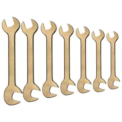 Double open-end wrench set, non-sparking, small version, 10 pieces, 5-13 mm