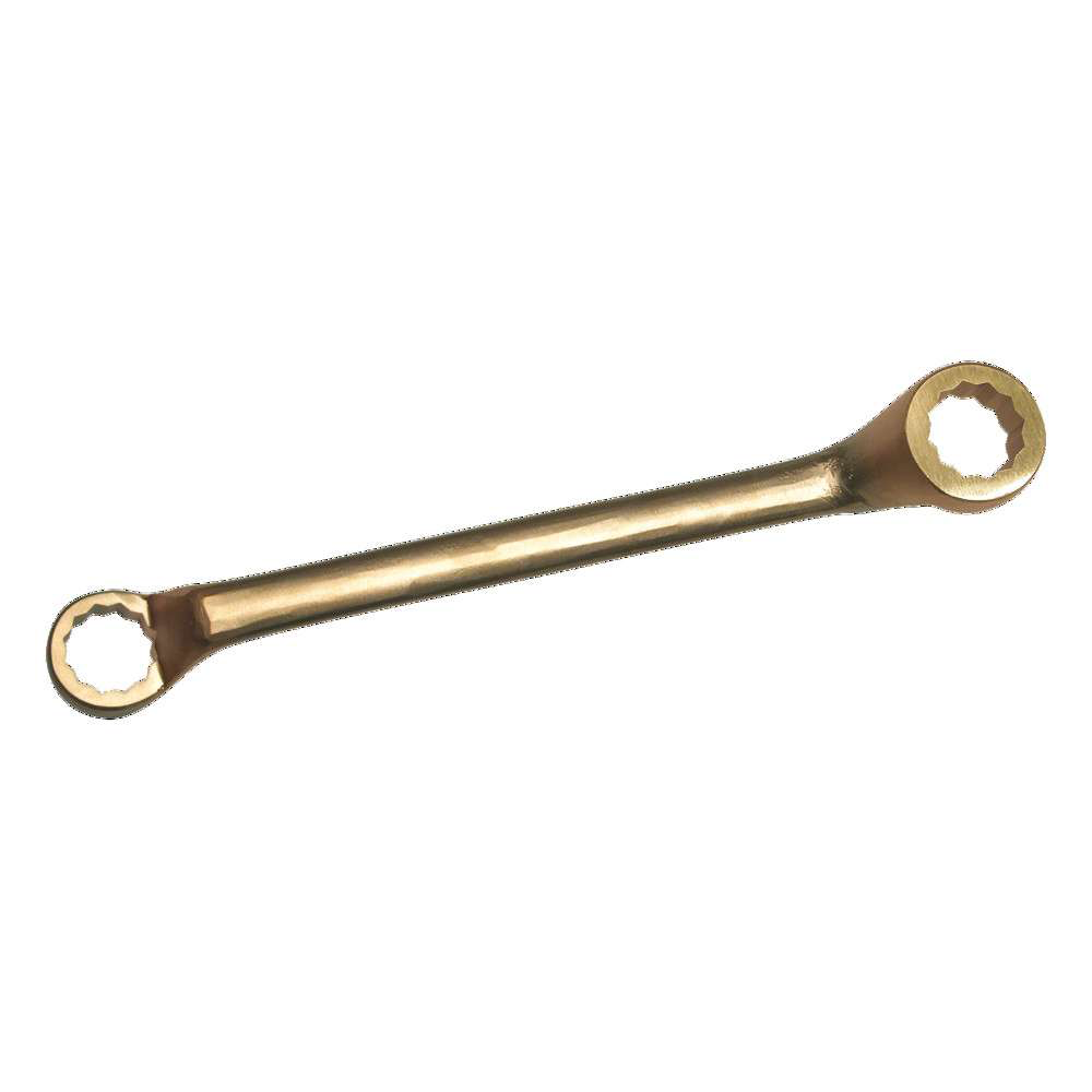 Double ring wrench, non-sparking, cranked, similar to DIN 838