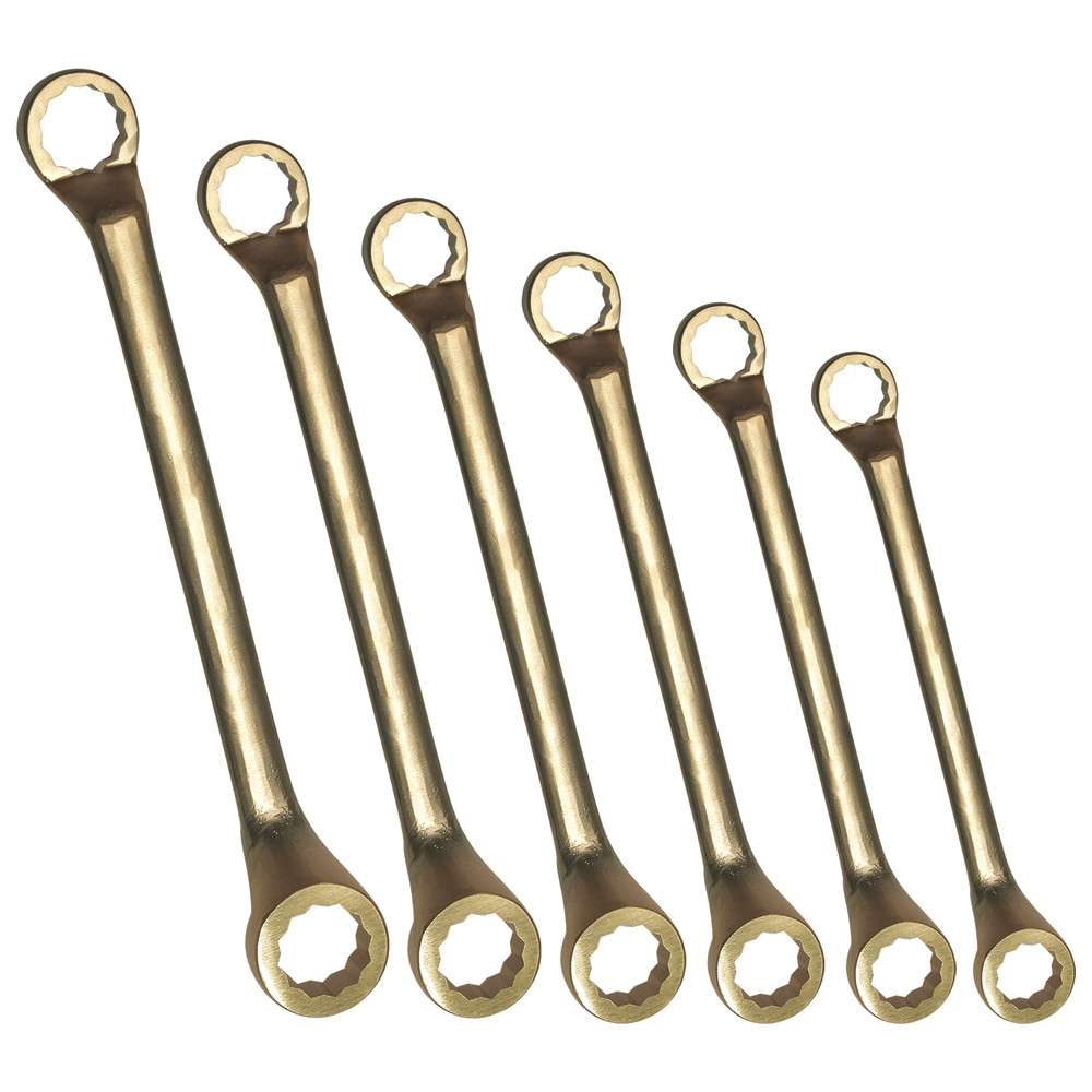 Set dubbele steeksleutels (gebogen), 8-delig, 1/4–1”