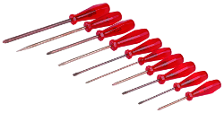 Non-sparking screwdriver set, PH and slotted, 10-piece