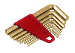 Non-sparking pin wrench set, hexagonal, 9-piece
