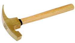 Non-sparking mason's hammer, American shape, with hickory handle