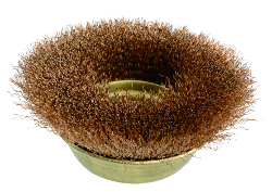 Non-sparking cup brush, corrugated tin bronze wire, diameter 125 mm