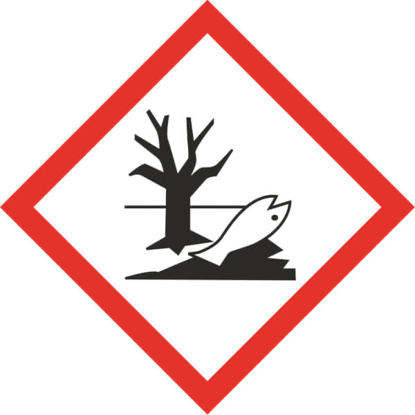 [21.B1034] Symbol zagrożenia GHS 09 – Zagrożenie dla środowiska. Etykieta substancji niebezpiecznej, samoprzylepna