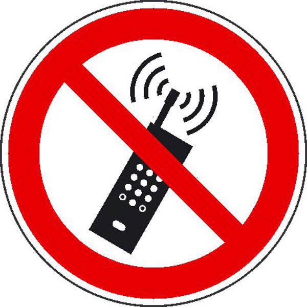 [21.0917] Panneau d'interdiction Interdiction d'utiliser des téléphones portables allumés