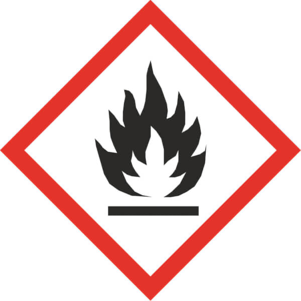 [21.B1013] Simbolo di pericolo GHS 02 Fiamma Etichetta per sostanze pericolose, autoadesiva