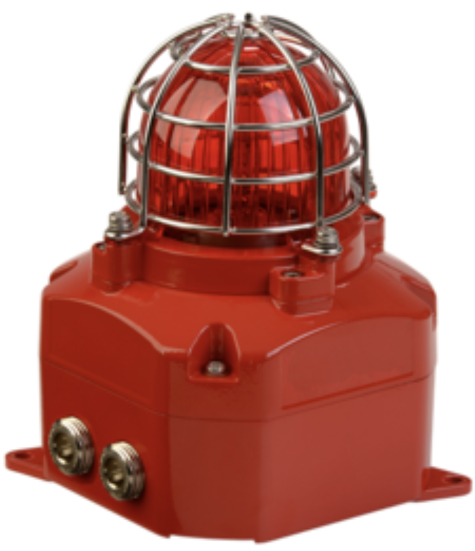 [D2xB1LD2DC024MN1A1R/Y] Explosionsgeschützte LED Blitzleuchte (24 VDC, vernickeltes Messing, gelb)