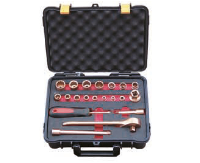 [101D AC] 101D Stecknuss Set, 21-teilig 1/4” x 3/8” (Aluminium Kupfer)