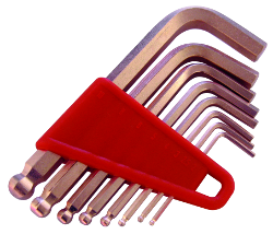 [0250066C] Jeu de clés mâles coudées anti-étincelles, 6 pans, à tête sphérique, 8 pièces, 2 - 10 mm