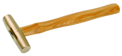 Non-sparking machinist's hammer, American shape, hickory handle