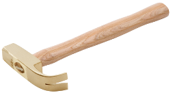 Non-sparking claw hammer, with hickory handle