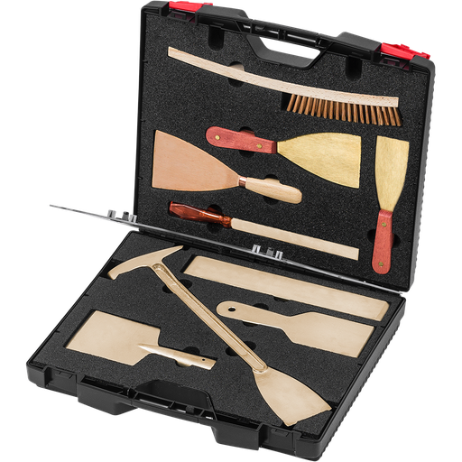 [7250009S-K] Kit per la pulizia della cabina di verniciatura 10 pezzi. In valigetta con inserto in schiuma